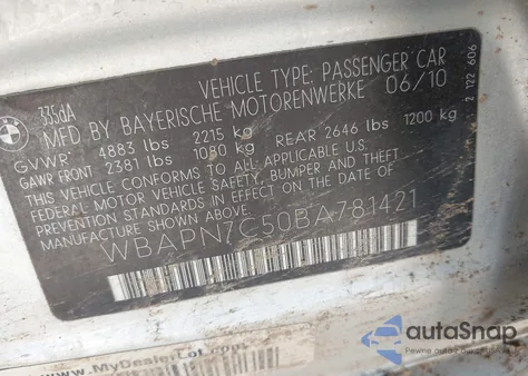 2011 BMW 335D from USA, damaged, VIN WBAPN7C50BA781421